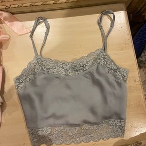 Brandy Melville silk top with some lace around it
